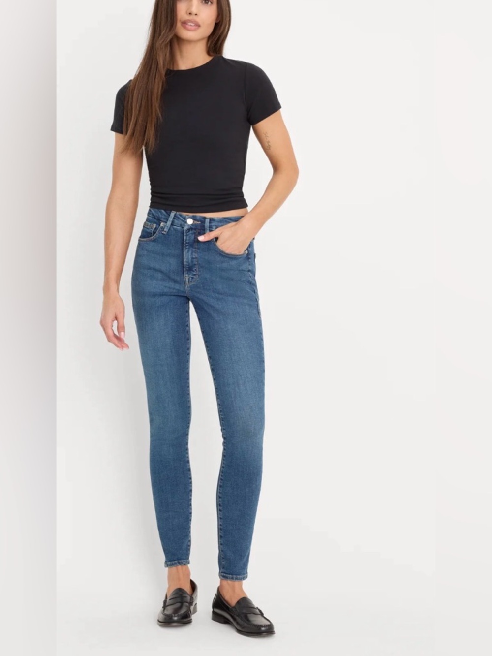 Good American Good Legs Skinny Jeans Dark Wash Size 12/31 NWT